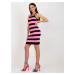 Black-pink striped knitted dress