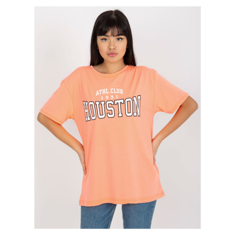 Fluo orange loose women's T-shirt with inscription