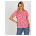 Coral print blouse with a round neckline