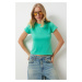 Happiness İstanbul Women's Light Green Crew Neck Basic Sandy T-Shirt