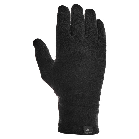 FORCLAZ Spodné rukavice Trek 100 z recyklovaného polyesteru na horskú turistiku čierne ČIERNA