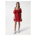 Červené krátke šaty s balónovými rukávmi Salsa Jeans Aruba