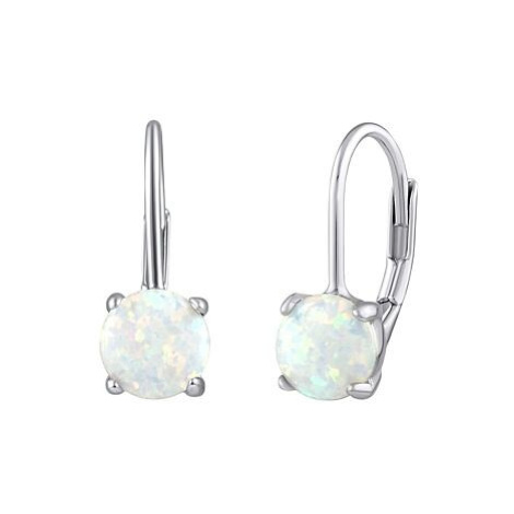 Silvego Strieborné náušnice s bielym opálom 6 mm LPS1398W