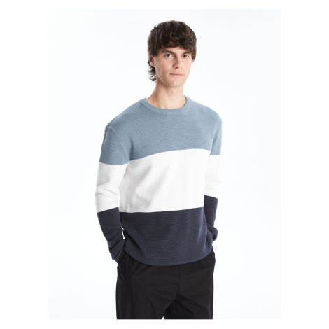 LC Waikiki Crew Neck Long Sleeve Color Block Men's Knitwear Sweater