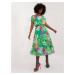 Green midi dress with tropical pattern