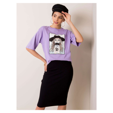 Fialové dámske tričko s motívom Dievčata 157-TS-3693.51P-purple Rue Paris