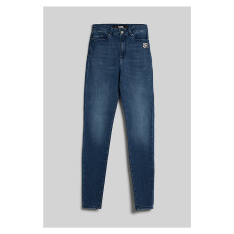 Džínsy Karl Lagerfeld Ikonik Skinny Denim Pants Mid Blue Denim