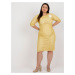 Dark yellow midi dress of large size for wedding
