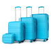 KONO Set 4 cestovných kufrov s horizontálnym dizajnom - ABS - modrá - 10L/44L/66L/96L