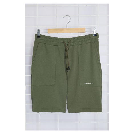 Trendyol Khaki Regular/Normal Cut Text Printed Shorts & Bermuda