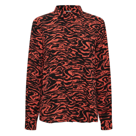 ICHI Blúzka 'FANORA'  svetločervená / čierna