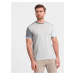 Ombre Men's t-shirt with elastane with colored sleeves - gray