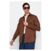 Trendyol Brown Regular Fit Double Pocket Suede Winter Shirt