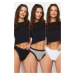 Trendyol Black-White-Leopard 3-Pack Cotton Lace Detailed Thong Knitted Panties