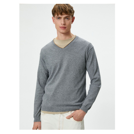 Koton V-Neck Sweater Knitwear Slim Fit Long Sleeve