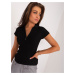 Black ribbed blouse with zipper