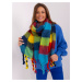Navy blue and yellow wide women's scarf