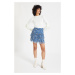 Trendyol Blue Printed Tulle Knitted Skirt