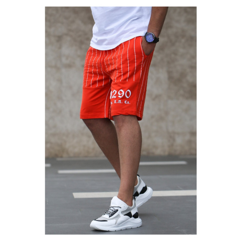 Madmext Striped Printed Daily Orange Shorts 2909