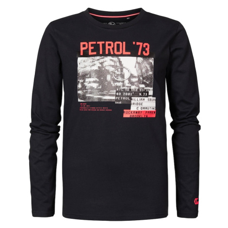 Petrol Industries Tričko  tmavomodrá / sivá / svetlosivá / červená