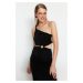 Trendyol Black Knitted Evening Dress with Window/Cut Out Detail