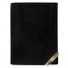 Black and dark brown men's wallet with gold accent