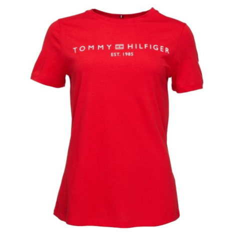 Tommy Hilfiger LOGO CREW NECK Dámske tričko, červená, veľkosť