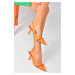 Fox Shoes Orange Satin Fabric Heeled Women's Evening Dress Shoes