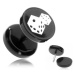 Plug do ucha z akrylu - hracie kocky na čiernom koliesku