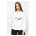 Trendyol Ecru Shirt Collar Embroidered Regular Fit Fleece Inside Knitted Sweatshirt