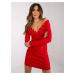Červené priliehavé mini šaty s výstrihom RV-SK-7438.17-red