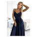 Tmavomodré lesklé maxi šaty JULIET 512-2 dark blue