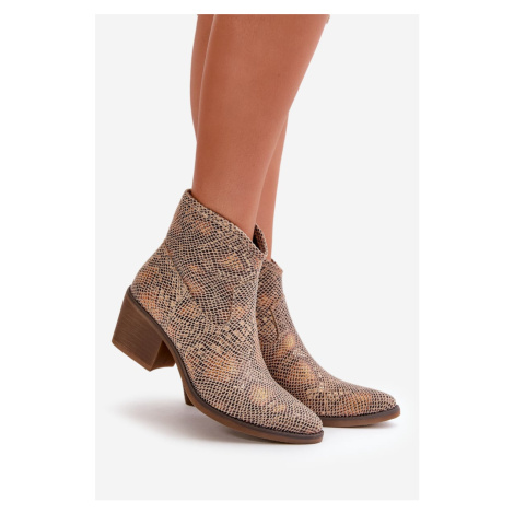 Cowboy women's boots with zip Animal pattern gold merisine