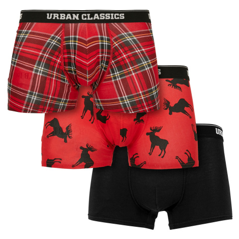 3-pack red checkered boxer shorts aop+elk aop+blk Urban Classics