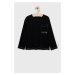Detská bavlnená košeľa s dlhým rukávom Sisley čierna farba, jednofarebný