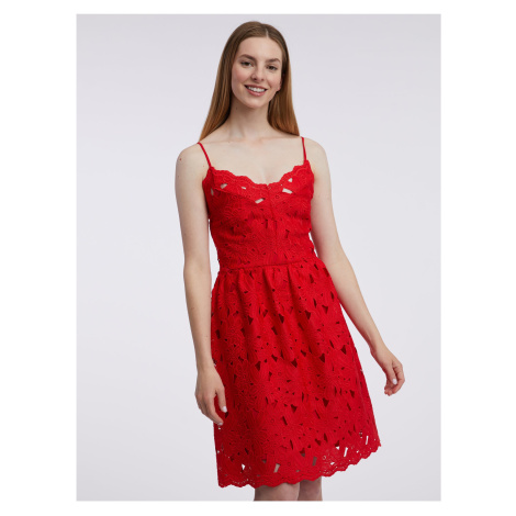 Červené dámske krajkové šaty ORSAY