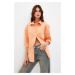 Trendyol Light Orange Single Pocket Boyfriend Woven Cotton Shirt