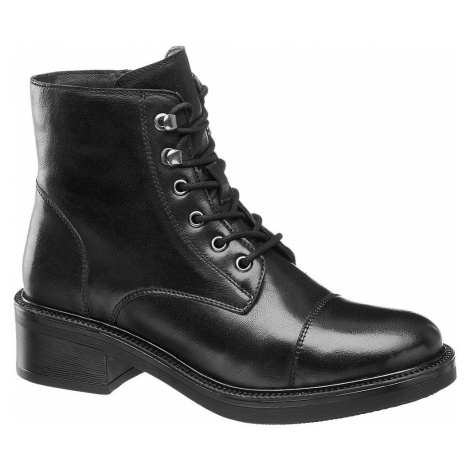 5th Avenue - Čierna kožená šnurovacia obuv so zipsom 5th Avenue