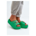 Women's Lightweight Foam Slippers with Green Orchia Embellishments