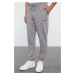 Trendyol Gray Regular Fit Printed Elastic Leg Sweatpants