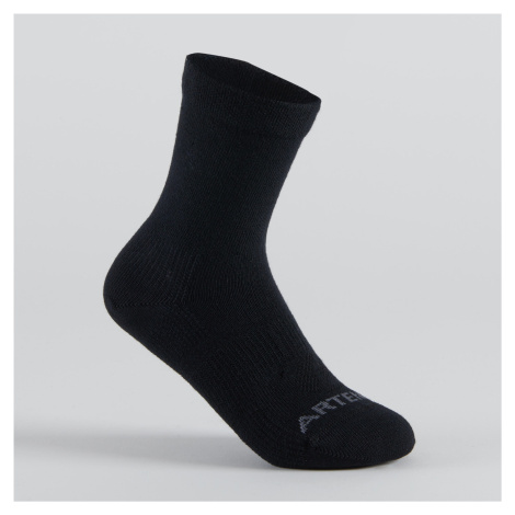 Detské športové ponožky RS 160 vysoké 3 páry sivo-čierne ARTENGO