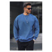 Madmext Men's Indigo Crew Neck Oversize Raised Basic Sweatshirt 6048