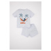 DEFACTO Baby Boy Pajama Set Cotton Printed Short Sleeve Top Shorts