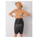 RUE PARIS Black leather skirt with a belt