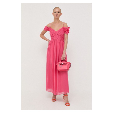 Hodvábne šaty Luisa Spagnoli ružová farba, maxi, áčkový strih