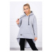 Wadded sweatshirt with long back and grey hood