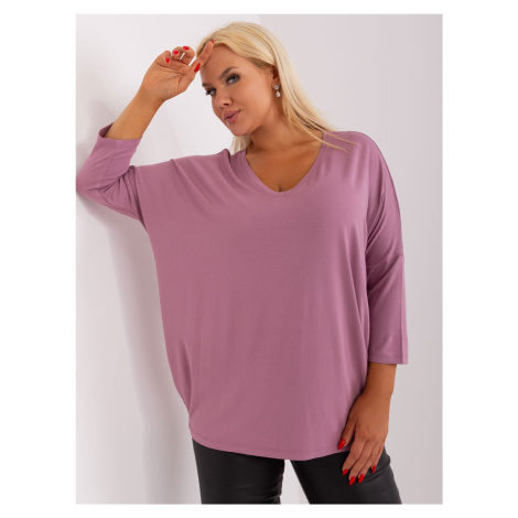 Powder pink blouse plus size with 3/4 sleeves
