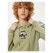 Koton Oversize Hooded Sweatshirt with Panda Embroidery Kangaroo Pocket