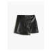 Koton Shorts Skirt with Leather Look, Elastic Waist and Button Detail.