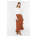 Trendyol Brown, Wrapped Ruffle Knitted Skirt